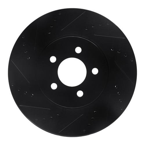 R1 94-04 Ford Mustang Front Left Drilled & Slotted Black Brake Rotor