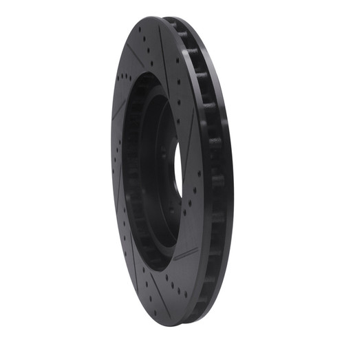 R1 94-04 Ford Mustang Front Left Drilled & Slotted Black Brake Rotor