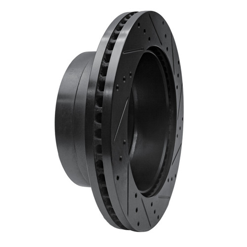 R1 11-22 Ford F-350 Super Duty 2WD Rear Left Drilled & Slotted Black Brake Rotor