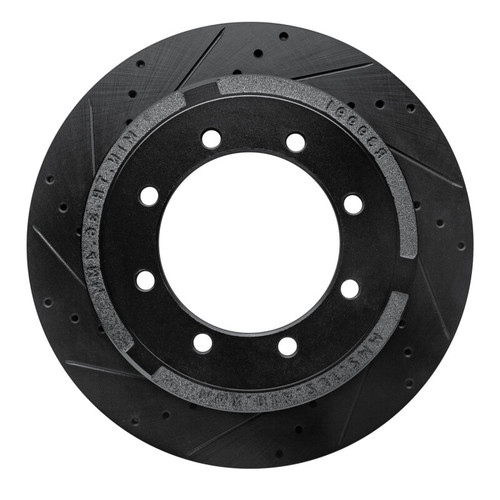 R1 11-22 Ford F-350 Super Duty 2WD Rear Left Drilled & Slotted Black Brake Rotor