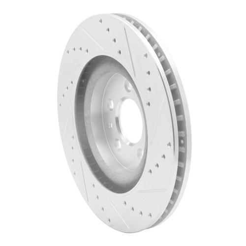 R1 11-14 Ford Mustang Front Left Drilled & Slotted Silver Brake Rotor