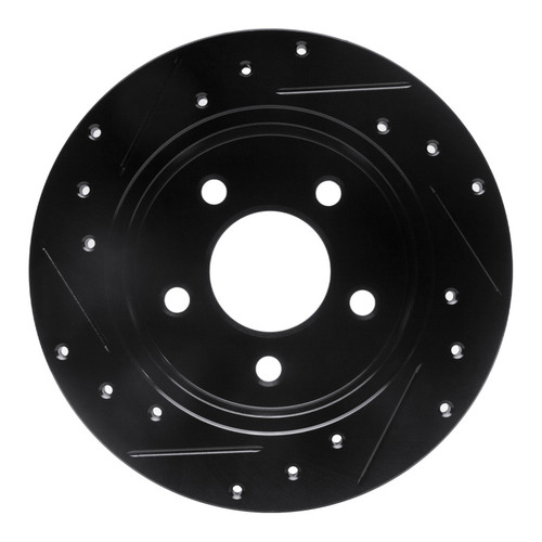 R1 94-04 Ford Mustang Rear Right Drilled & Slotted Black Brake Rotor ECB-54034R