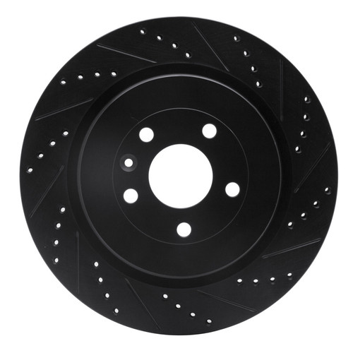 R1 13-19 Ford Flex Rear Right Drilled & Slotted Black Brake Rotor