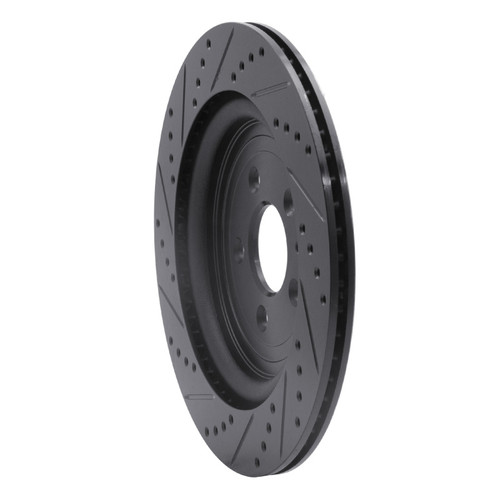 R1 13-19 Ford Flex Rear Right Drilled & Slotted Black Brake Rotor