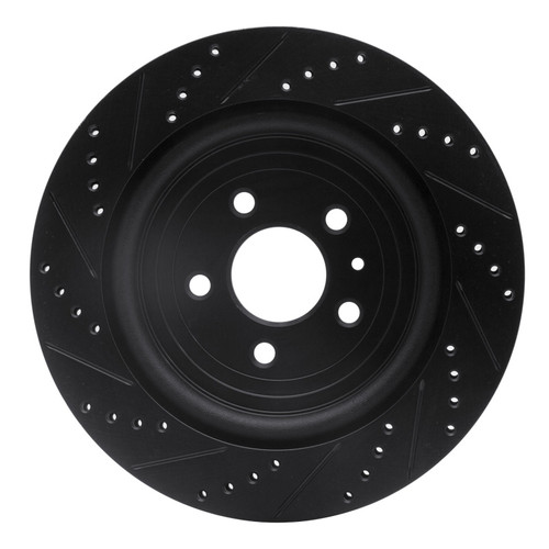 R1 13-19 Ford Flex Rear Right Drilled & Slotted Black Brake Rotor