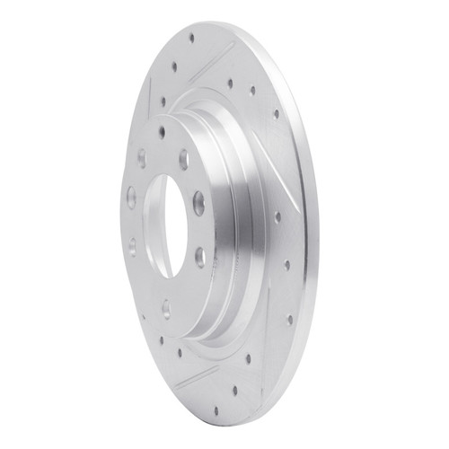 R1 98-15 Ford Fusion Rear Left Drilled & Slotted Silver Brake Rotor