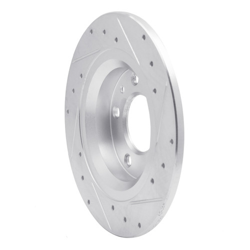 R1 98-15 Ford Fusion Rear Left Drilled & Slotted Silver Brake Rotor