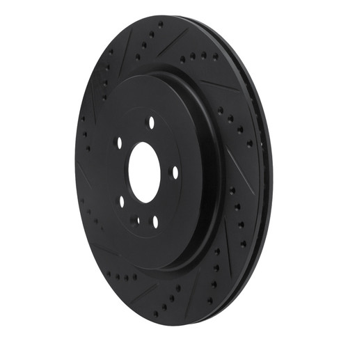 R1 13-19 Ford Police Interceptor Sedan Rear Left Drilled & Slotted Black Brake Rotor