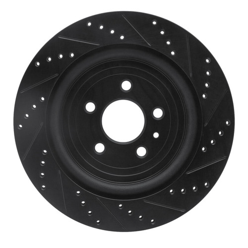 R1 13-19 Ford Police Interceptor Sedan Rear Left Drilled & Slotted Black Brake Rotor