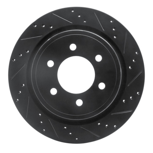 R1 12-20 Ford F-150 4WD Rear Right Drilled & Slotted Black Brake Rotor
