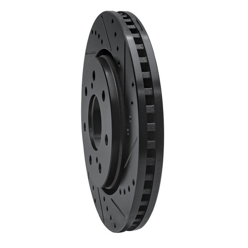 R1 10-14 Ford F-150 RWD Front Right Drilled & Slotted Black Brake Rotor