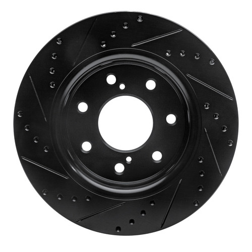 R1 10-14 Ford F-150 RWD Front Right Drilled & Slotted Black Brake Rotor