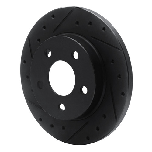 R1 93-05 Ford Taurus SHO Rear Left Drilled & Slotted Black Brake Rotor