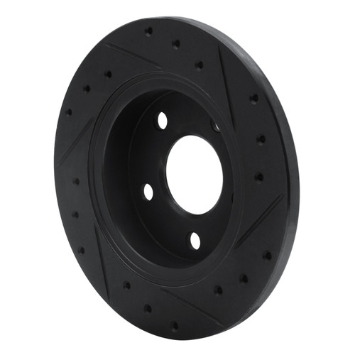 R1 93-05 Ford Taurus SHO Rear Left Drilled & Slotted Black Brake Rotor