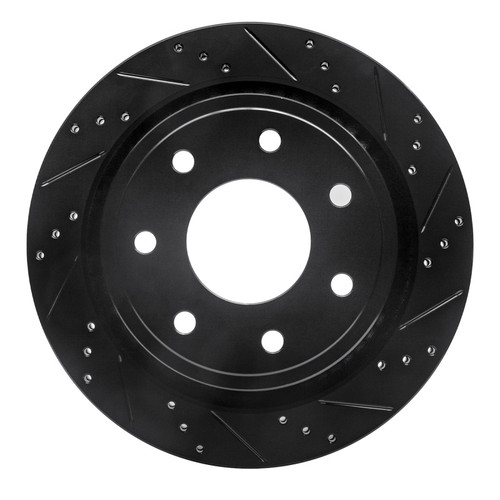 R1 12-14 Ford F-150 RWD Rear Right Drilled & Slotted Black Brake Rotor