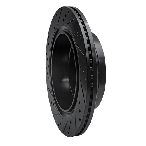 R1 12-14 Ford F-150 RWD Rear Right Drilled & Slotted Black Brake Rotor