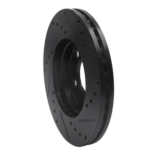 R1 94-04 Ford Mustang Front Left Drilled & Slotted Black Brake Rotor ECB-54033L