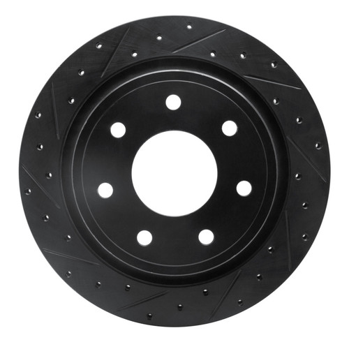 R1 12-14 Ford F-150 4WD Rear Left Drilled & Slotted Black Brake Rotor