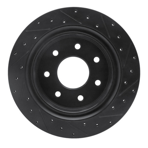 R1 12-14 Ford F-150 4WD Rear Left Drilled & Slotted Black Brake Rotor