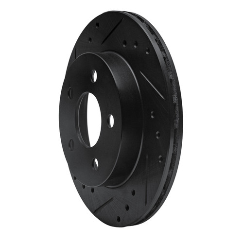 R1 93-98 Ford Thunderbird Rear Left Drilled & Slotted Black Brake Rotor