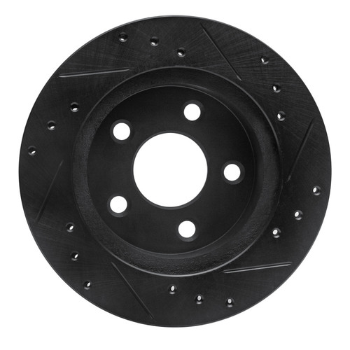 R1 93-98 Ford Thunderbird Rear Left Drilled & Slotted Black Brake Rotor
