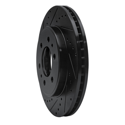 R1 09-09 Ford F-150 4WD Front Left Drilled & Slotted Black Brake Rotor