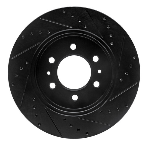 R1 09-09 Ford F-150 4WD Front Left Drilled & Slotted Black Brake Rotor