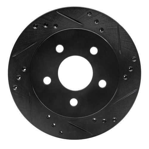 R1 90-92 Ford Taurus SHO Rear Right Drilled & Slotted Black Brake Rotor