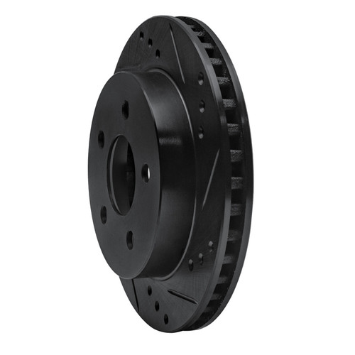 R1 90-92 Ford Taurus SHO Rear Right Drilled & Slotted Black Brake Rotor