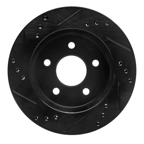 R1 90-92 Ford Taurus SHO Rear Right Drilled & Slotted Black Brake Rotor