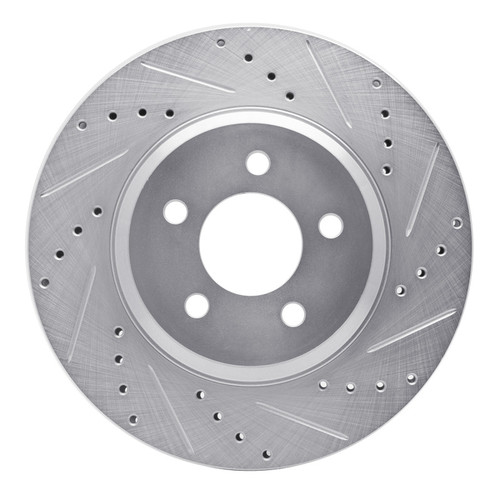 R1 05-14 Ford Mustang Front Right Drilled & Slotted Silver Brake Rotor