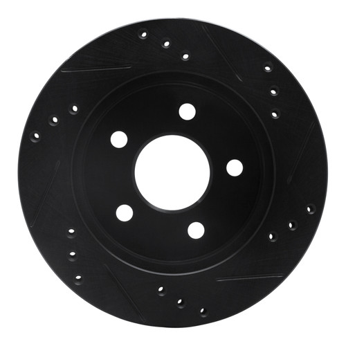 R1 90-92 Ford Taurus SHO Rear Left Drilled & Slotted Black Brake Rotor