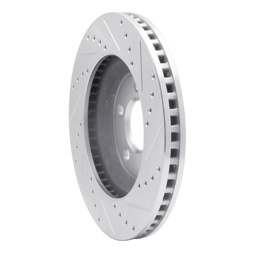 R1 05-14 Ford Mustang Front Left Drilled & Slotted Silver Brake Rotor