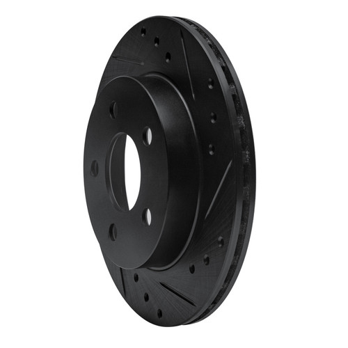 R1 93-98 Ford Thunderbird Rear Right Drilled & Slotted Black Brake Rotor