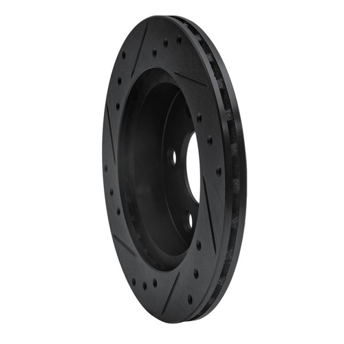 R1 93-98 Ford Thunderbird Rear Right Drilled & Slotted Black Brake Rotor