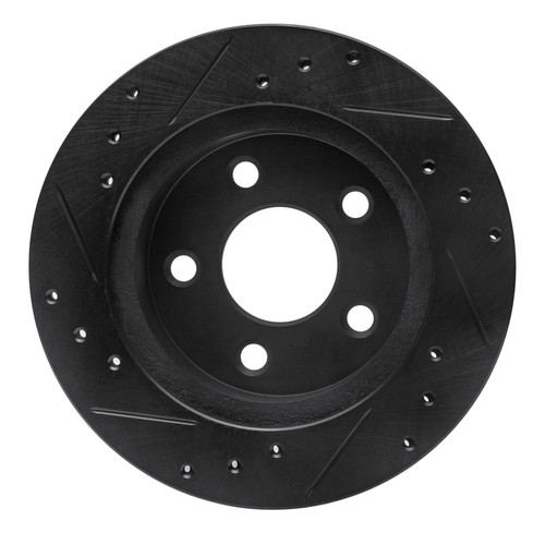 R1 93-98 Ford Thunderbird Rear Right Drilled & Slotted Black Brake Rotor