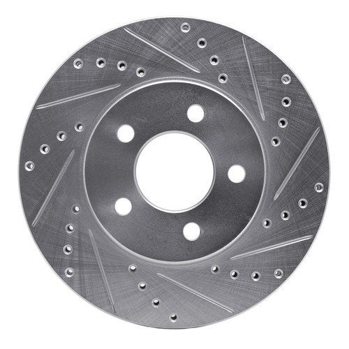 R1 05-10 Ford Mustang Front Right Drilled & Slotted Silver Brake Rotor
