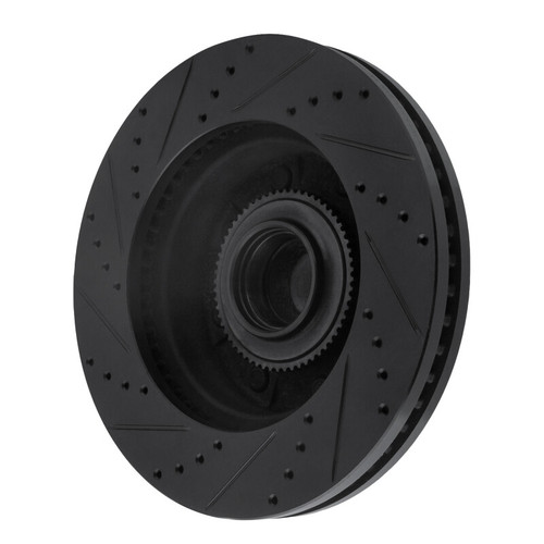 R1 08-25 Ford E-250 Front Right Drilled & Slotted Black Brake Rotor