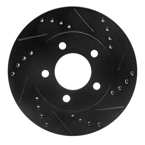 R1 70-93 Ford Taurus (Excl SHO) Front Right Drilled & Slotted Black Brake Rotor