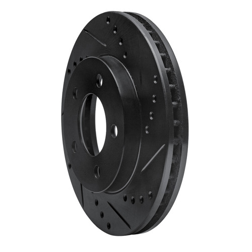 R1 70-93 Ford Taurus (Excl SHO) Front Right Drilled & Slotted Black Brake Rotor