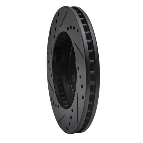 R1 70-93 Ford Taurus (Excl SHO) Front Right Drilled & Slotted Black Brake Rotor