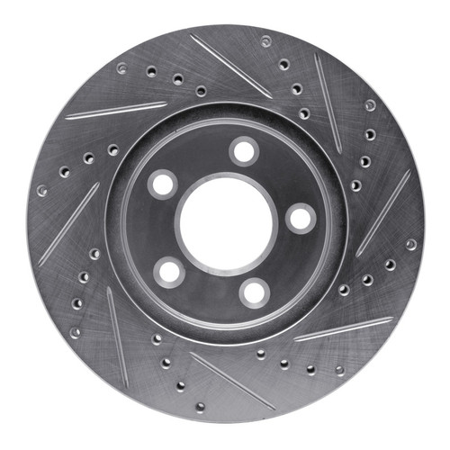 R1 05-10 Ford Mustang Front Left Drilled & Slotted Silver Brake Rotor
