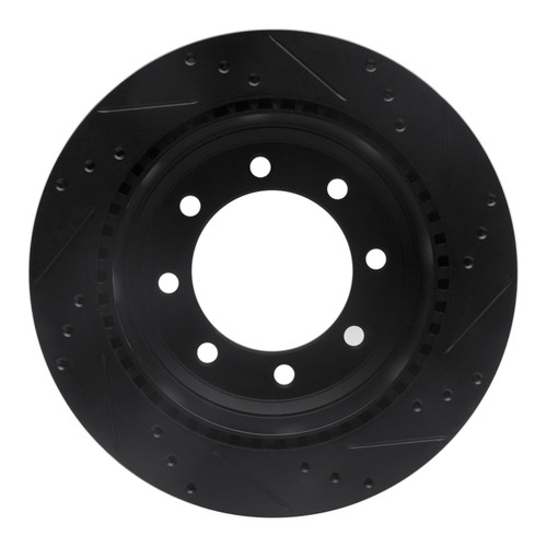 R1 08-25 Ford E-150 Rear Left Drilled & Slotted Black Brake Rotor