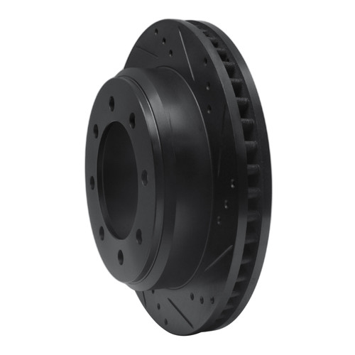 R1 08-25 Ford E-150 Rear Right Drilled & Slotted Black Brake Rotor