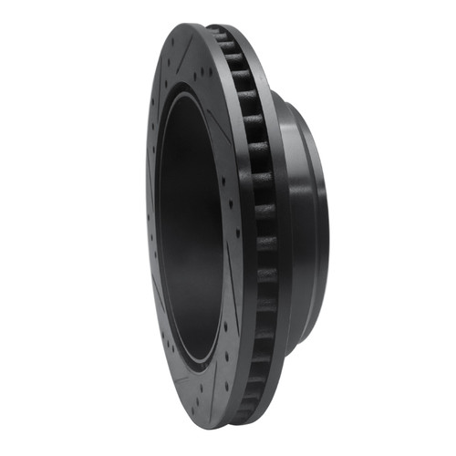 R1 08-25 Ford E-150 Rear Right Drilled & Slotted Black Brake Rotor