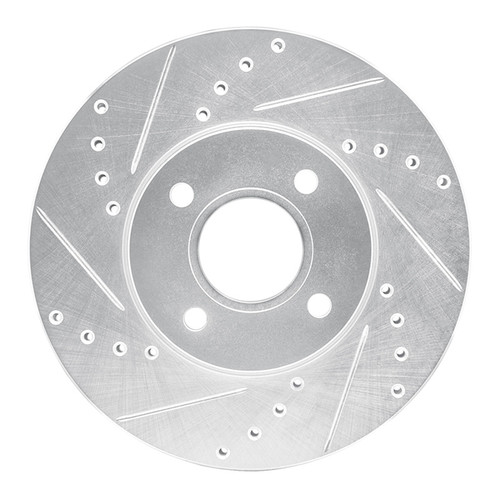 R1 05-12 Ford Focus Front Left Drilled & Slotted Silver Brake Rotor