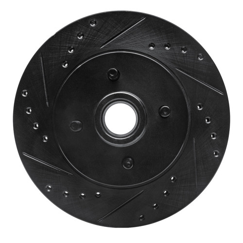 R1 87-93 Ford Mustang Front Left Drilled & Slotted Black Brake Rotor