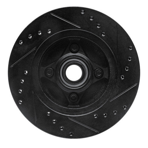 R1 87-93 Ford Mustang Front Left Drilled & Slotted Black Brake Rotor