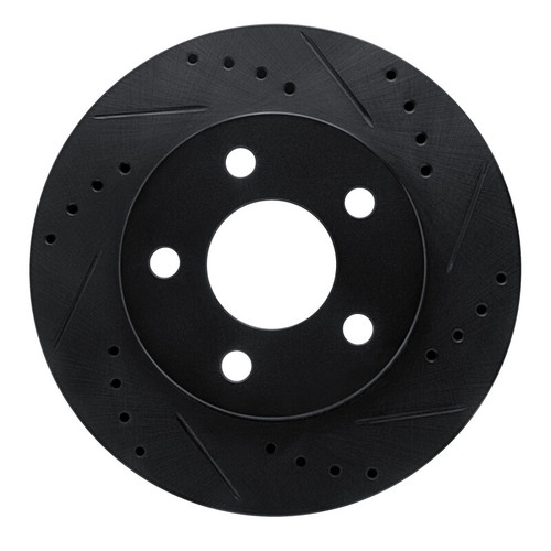 R1 86-92 Ford Taurus SHO Front Right Drilled & Slotted Black Brake Rotor