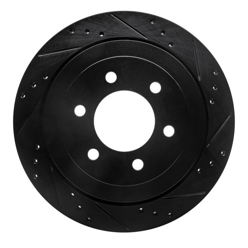 R1 07-17 Ford Expedition Rear Right Drilled & Slotted Black Brake Rotor